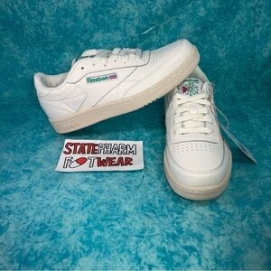 Reebok Club C Beige Green Women’s Retro Classic Leather Low Top Shoes 7W/5.5M